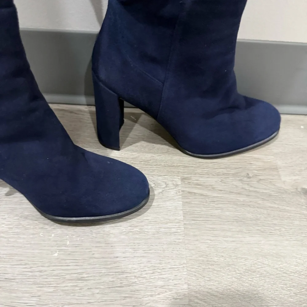 Stuart Weitzman Boots AllJack Over The Knee in Blue Suede